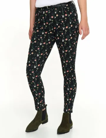 Pantaloni Top Secret, negru floral