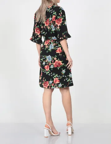 Rochie scurta Vila, negru floral
