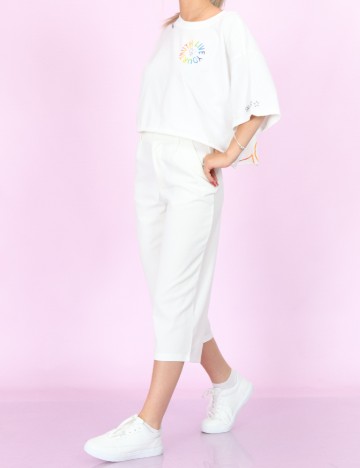 Pantaloni Jacqueline de Yong, alb