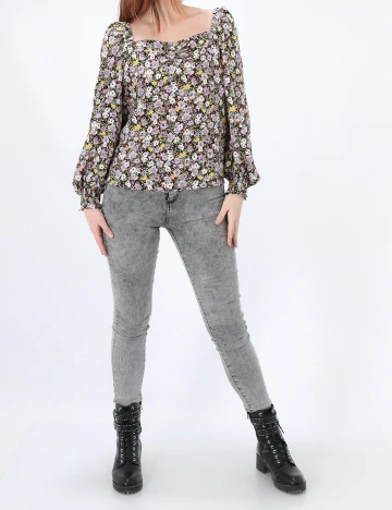 Bluza Vila, negru floral