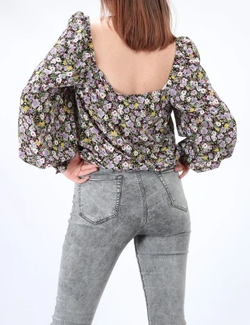 Bluza Vila, negru floral