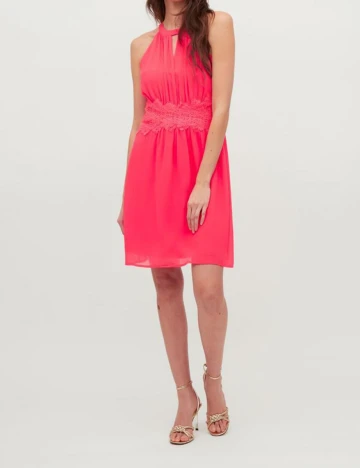 Rochie scurta Vila, roz neon