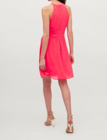 Rochie scurta Vila, roz neon