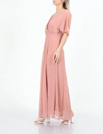 Rochie lunga Vila, roz pudra