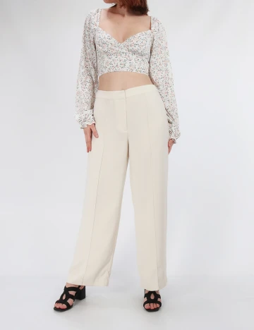 Pantaloni Vila, ecru