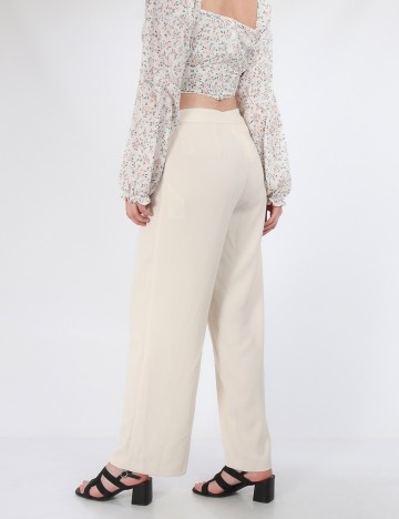 Pantaloni Vila, ecru