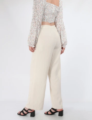 Pantaloni Vila, ecru