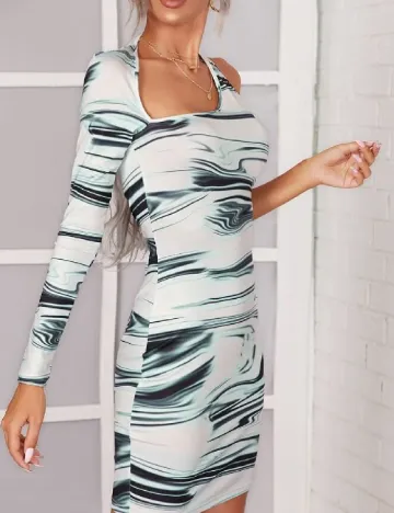 Rochie scurta SHEIN, alb/albastru