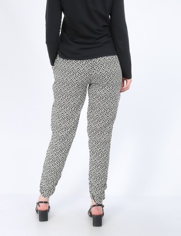 Pantaloni Hailys, alb-negru