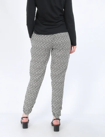 Pantaloni Hailys, alb-negru