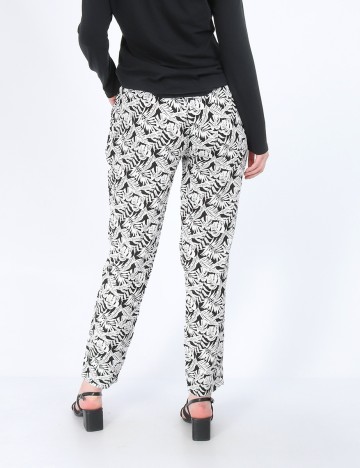 Pantaloni Hailys, alb-negru