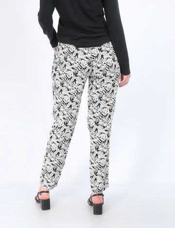 Pantaloni Hailys, alb-negru