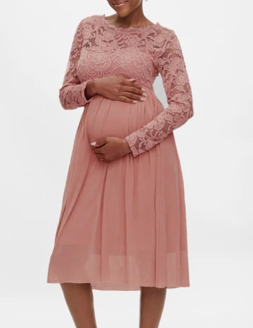 Rochie Medie Mamalicious, roz pudra inchis
