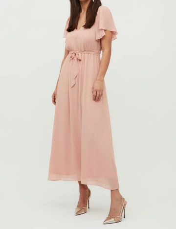 Rochie lunga Vila, roz pudra