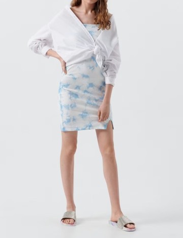 Rochie scurta CROPP, alb/albastru, M