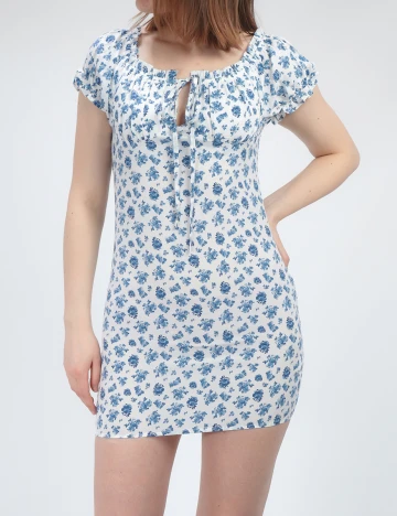 Rochie scurta SHEIN, alb/albastru