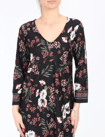 Rochie medie Happy Holly, negru floral