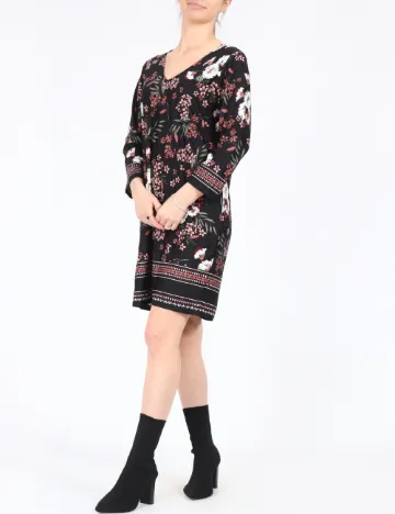 Rochie medie Happy Holly, negru floral