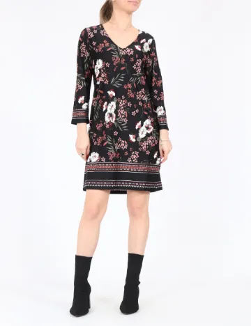 Rochie medie Happy Holly, negru floral