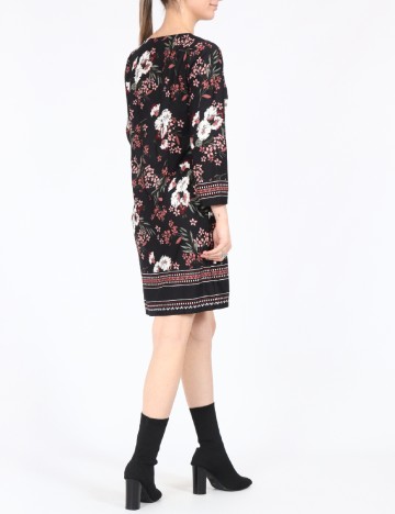 Rochie medie Happy Holly, negru floral