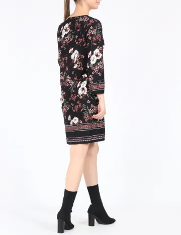 Rochie medie Happy Holly, negru floral