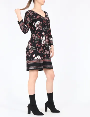 Rochie medie Happy Holly, negru floral