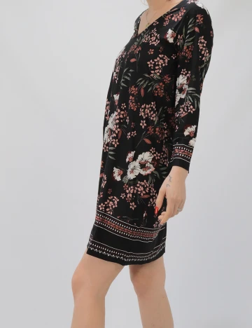 Rochie scurta Happy Holly, negru floral
