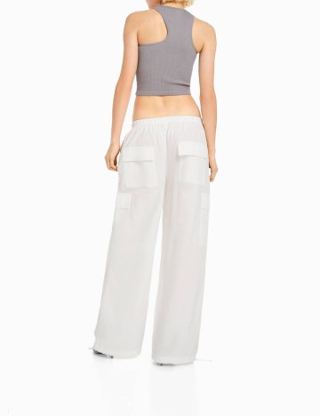 Pantaloni Bershka, alb