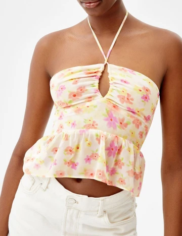 Top Bershka, floral