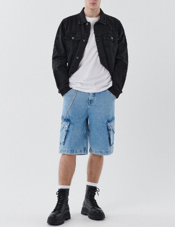 Pantaloni scurti CROPP, albastru, 30