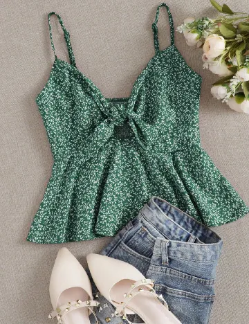 Top SHEIN, verde inchis
