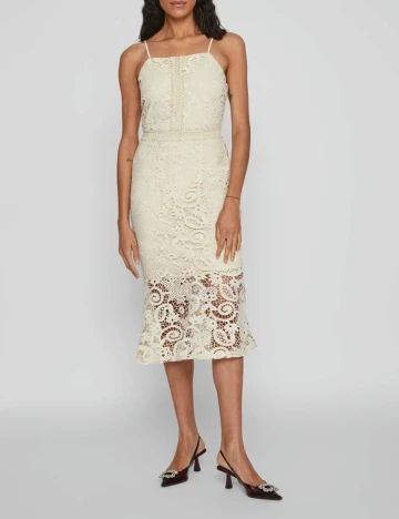 Rochie medie Vila, crem