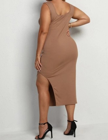 Rochie medie SHEIN CURVE, maro deschis