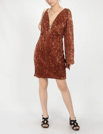 Rochie scurta Love&Lemonade, maro
