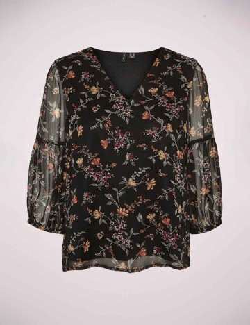 Camasa Vero Moda, negru floral