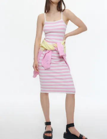 Rochie medie Reserved, roz/alb
