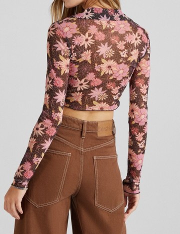 Top Bershka, floral
