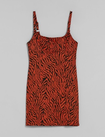 Rochie scurta Bershka, negru/portocaliu