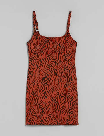 Rochie scurta Bershka, negru/portocaliu