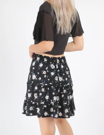 Fusta Vero Moda, negru floral