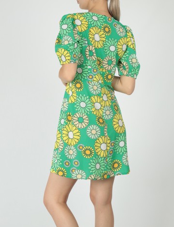 Rochie scurta Vero Moda, verde floral