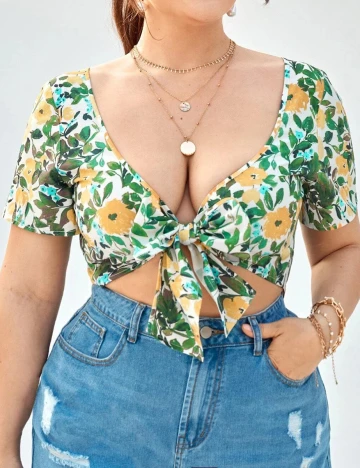 Top SHEIN CURVE, floral