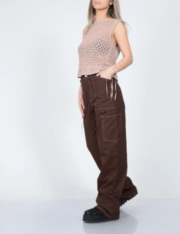 Pantaloni Pieces, maro