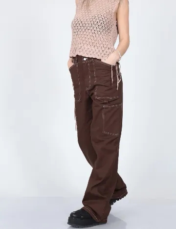 Pantaloni Pieces, maro