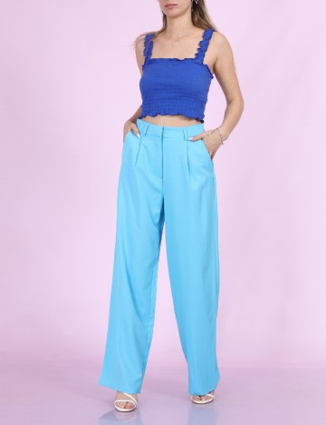 Pantaloni Pieces, albastru, L