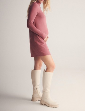 Rochie scurta Reserved, roz pudra