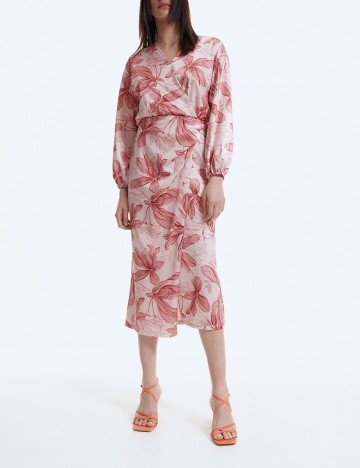 Rochie medie Reserved, roz pudra, L