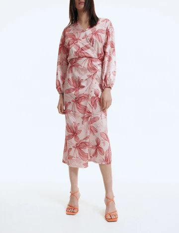 Rochie medie Reserved, roz pudra