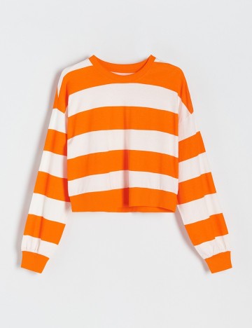 Bluza Reserved, alb/portocaliu
