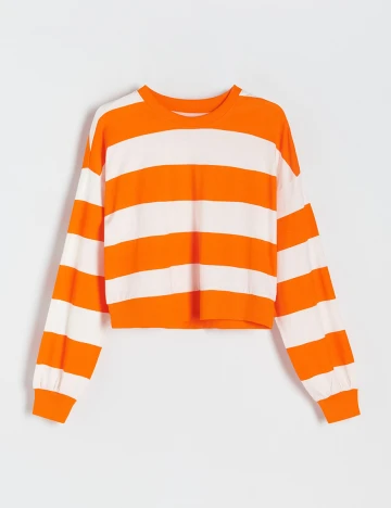 Bluza Reserved, alb/portocaliu